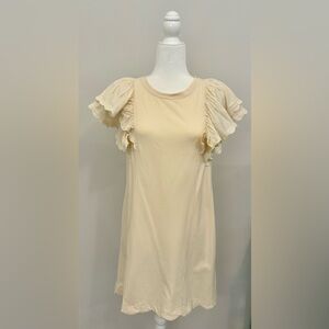 Umgee Cream Ruffle Sleeve Dress